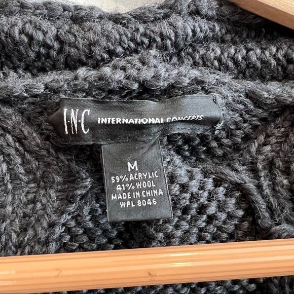 INC International Concepts Heather Gray Cable Knit Duster Sweater size M - Picture 7 of 8